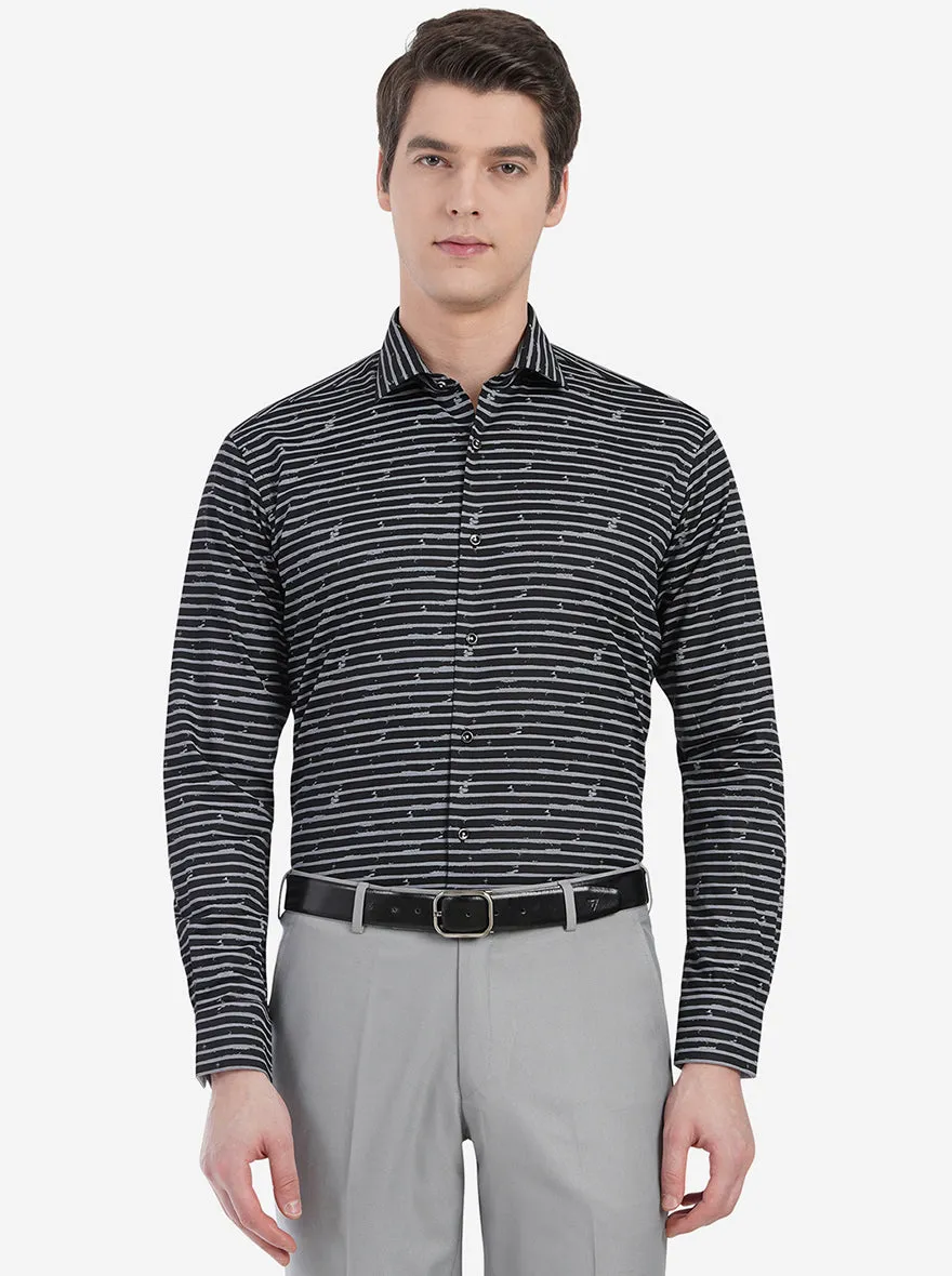 Black & White Striped Slim Fit Party Wear Shirt | JB Studio