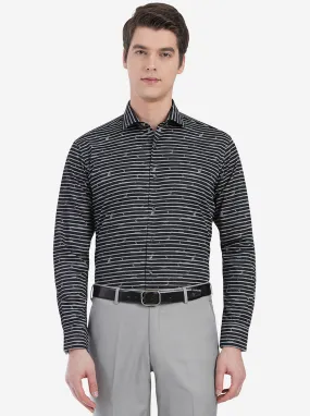 Black & White Striped Slim Fit Party Wear Shirt | JB Studio