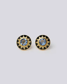 Black Enamel Sun Earrings