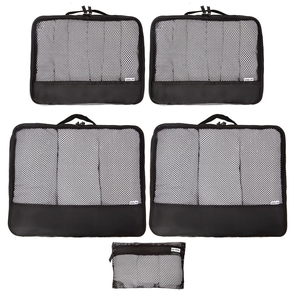 Black packing cubes for suitcases. Travel storage organiser bags 5 pcs