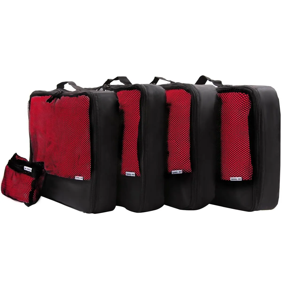 Black packing cubes for suitcases. Travel storage organiser bags 5 pcs