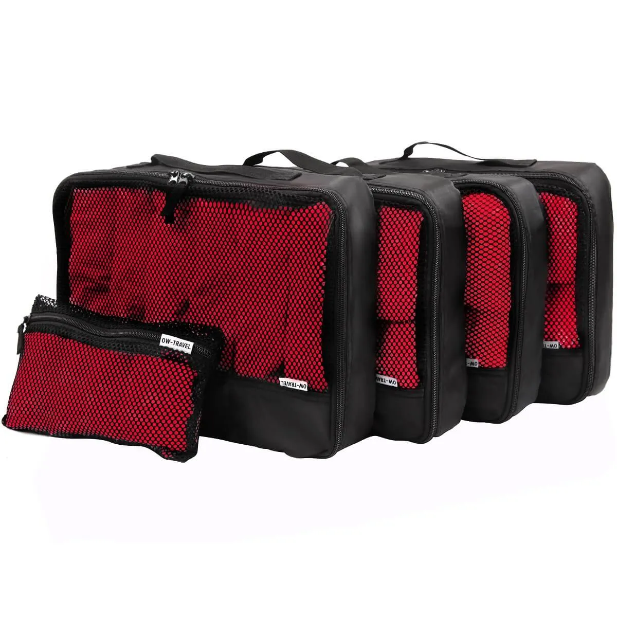 Black packing cubes for suitcases. Travel storage organiser bags 5 pcs