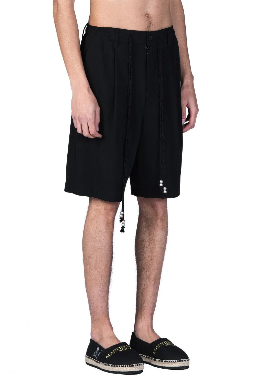 Black String Waist Shorts