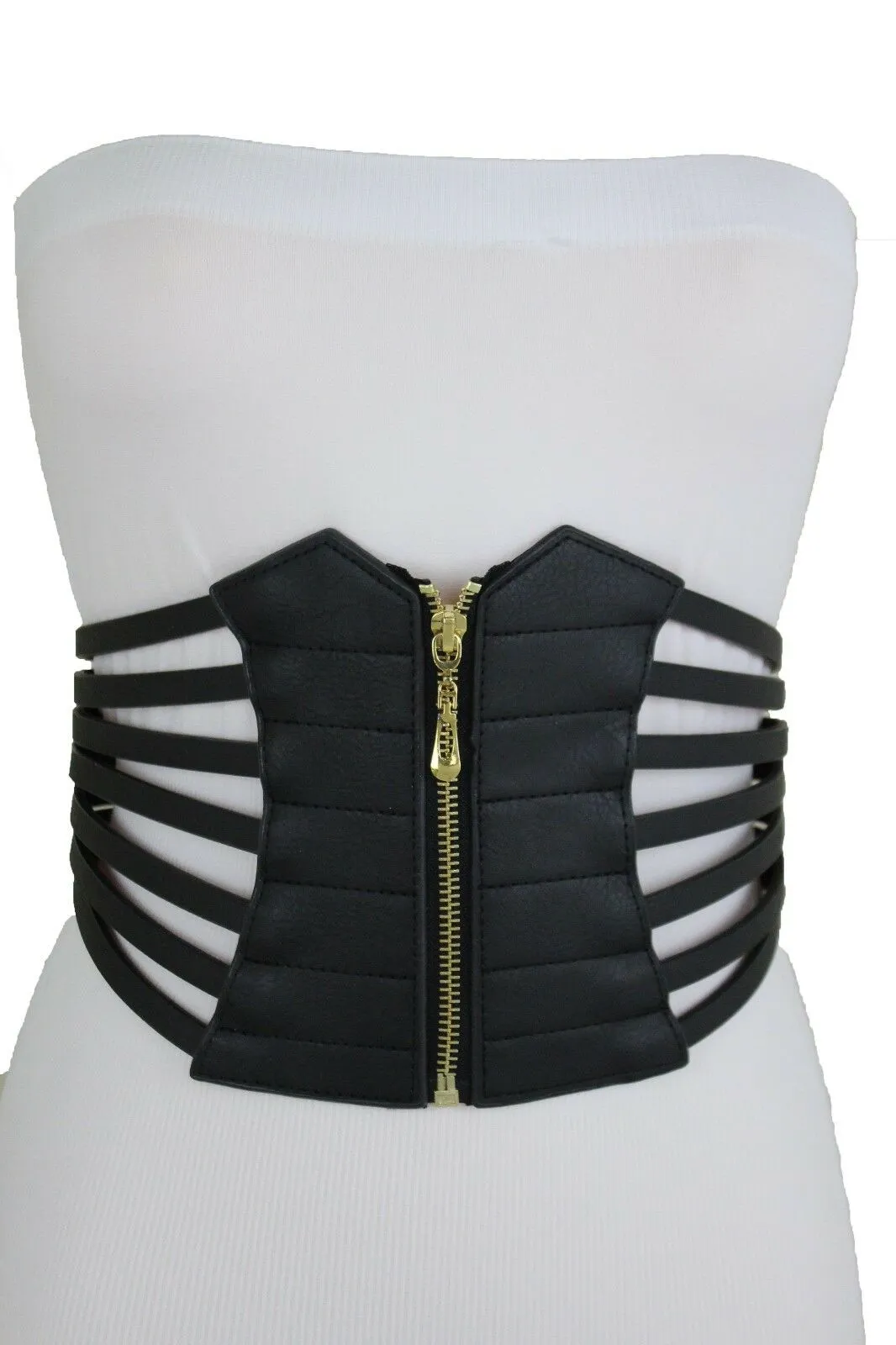 Black Women Corset Fashion Belt Elastic Wide Stretch Waistband Hip High Waist M L