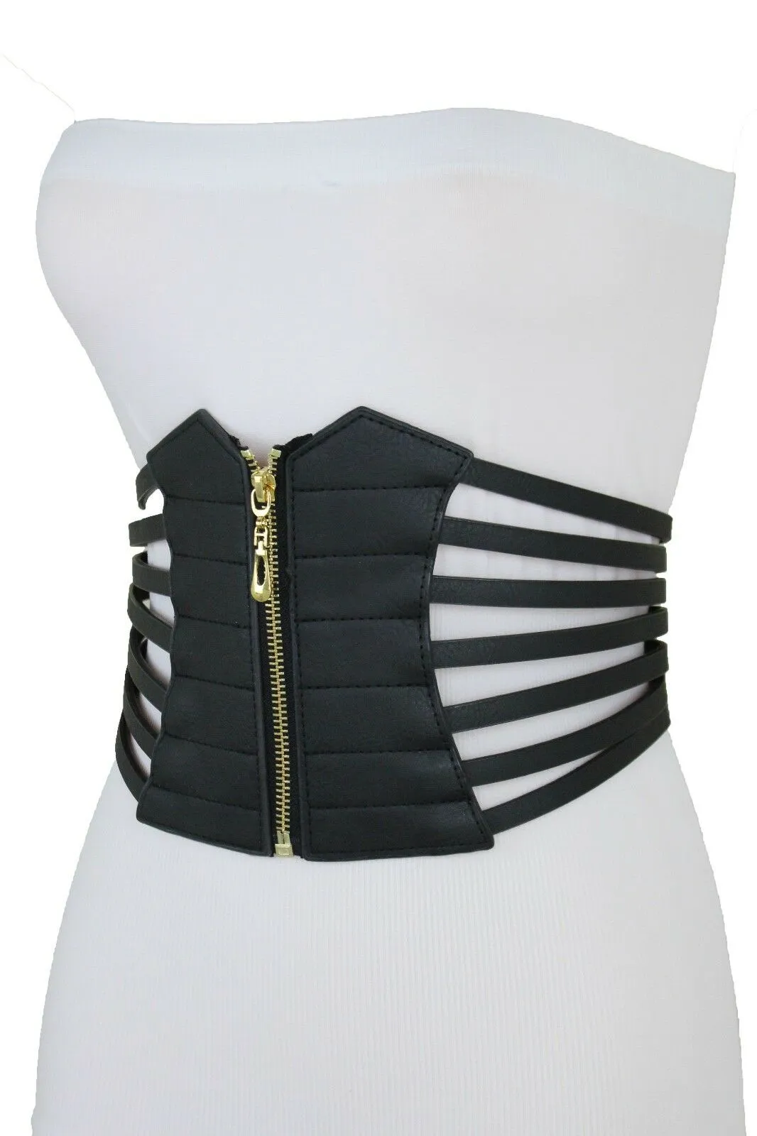 Black Women Corset Fashion Belt Elastic Wide Stretch Waistband Hip High Waist M L