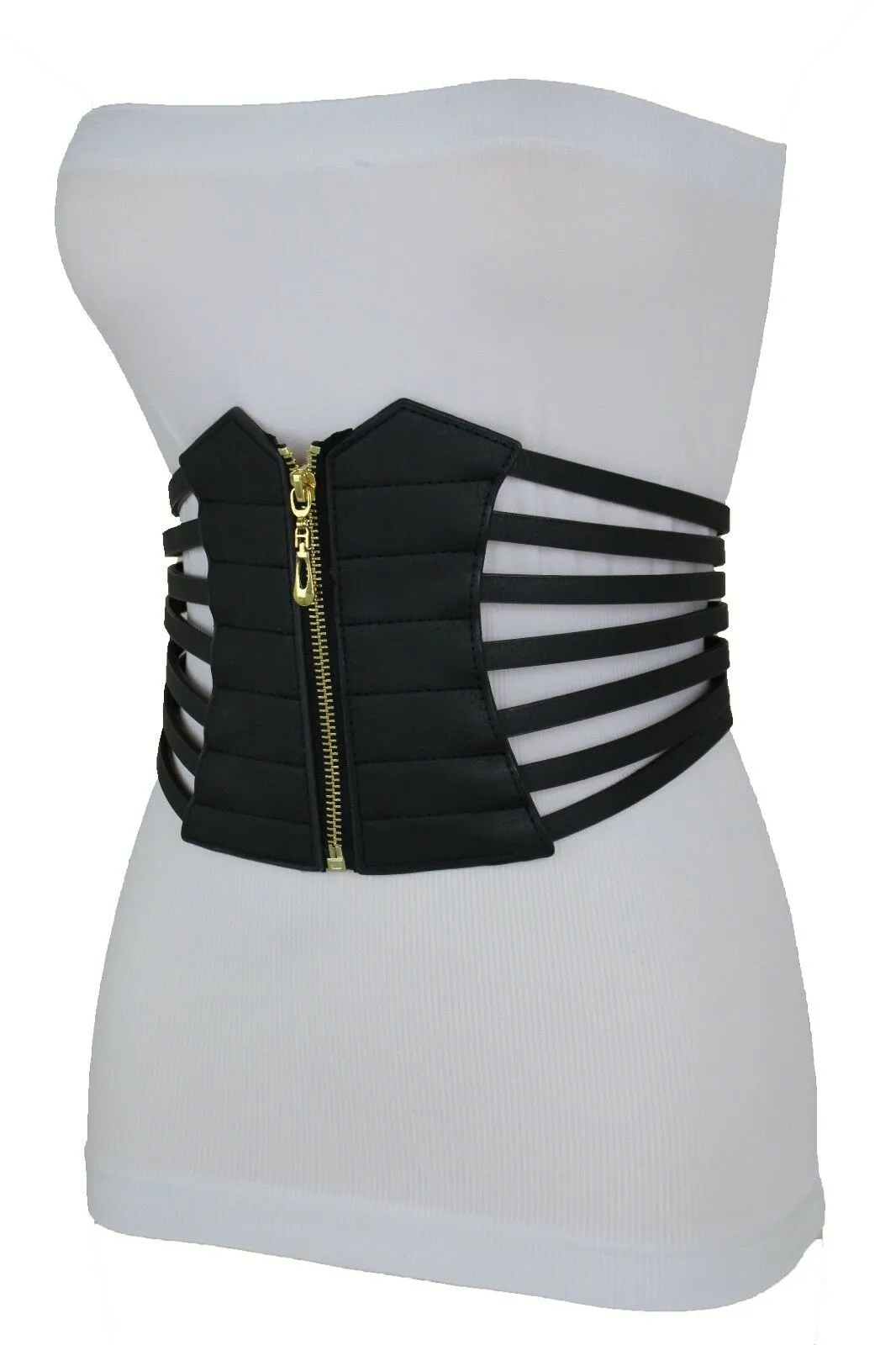 Black Women Corset Fashion Belt Elastic Wide Stretch Waistband Hip High Waist M L