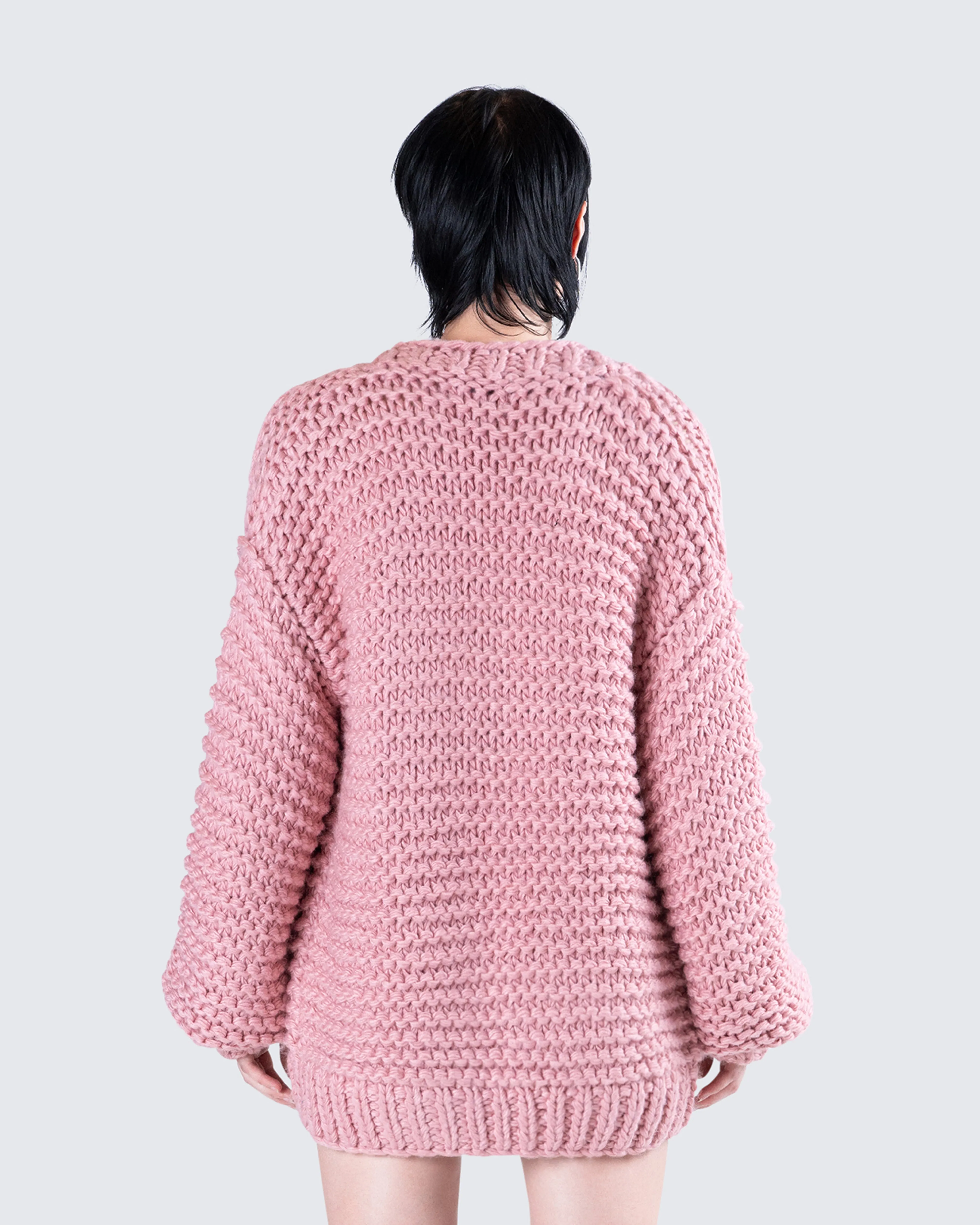 Blaise Pink Chunky Hand Knit Cardigan