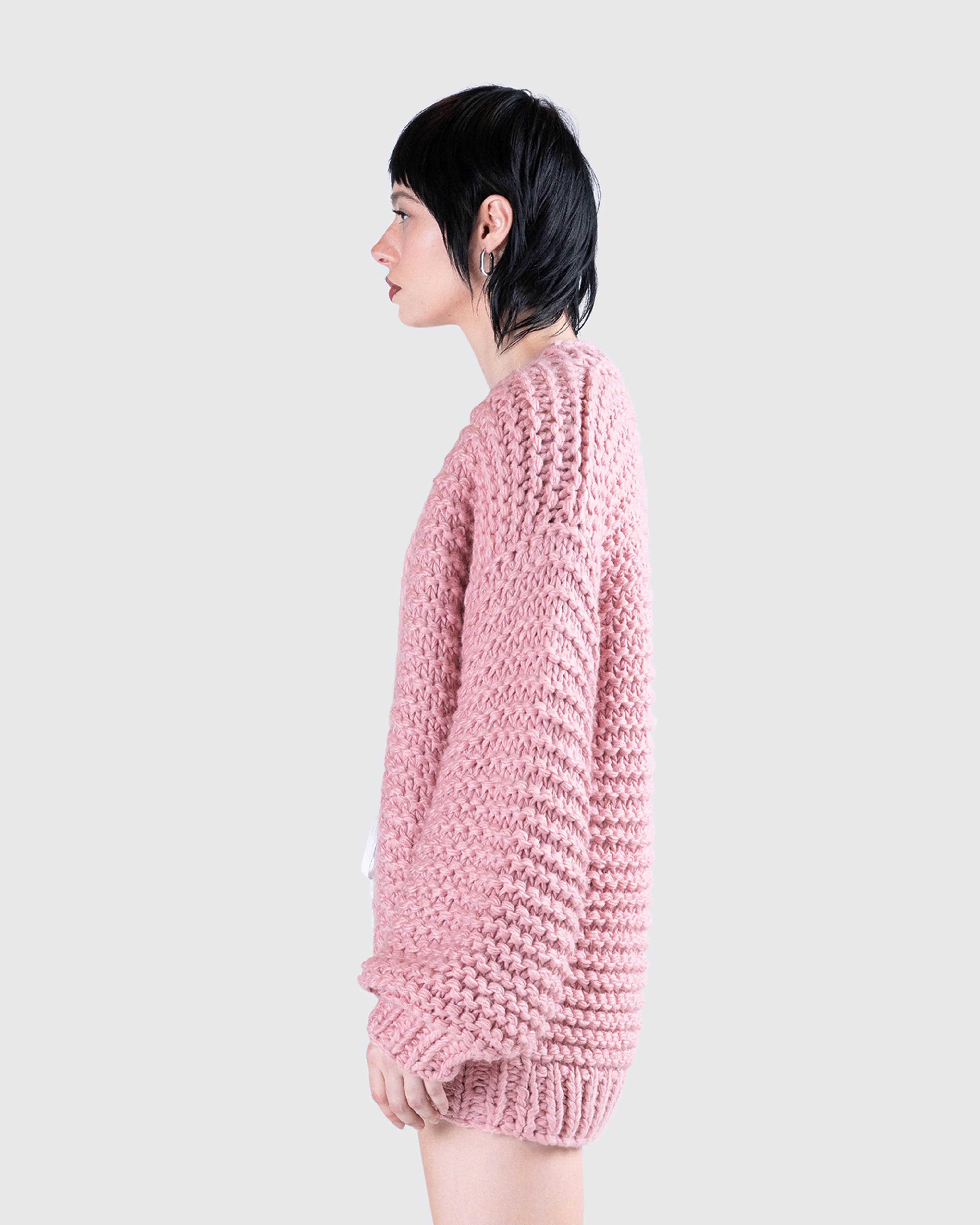 Blaise Pink Chunky Hand Knit Cardigan