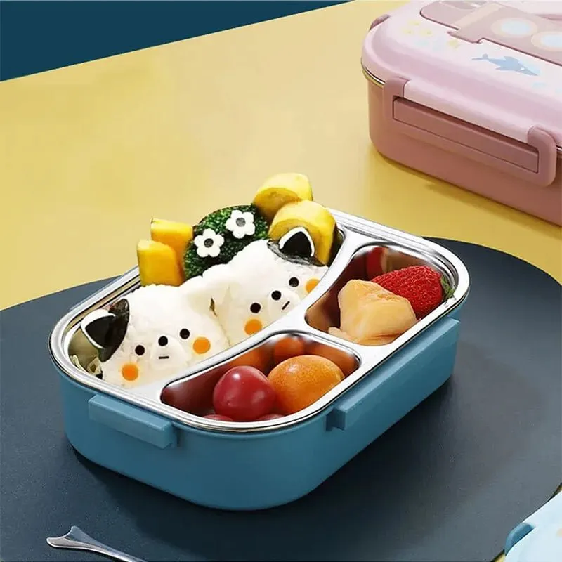 Blue Submarine Theme Compartment Steel Tiffin Lunch Box for Boys and Girls