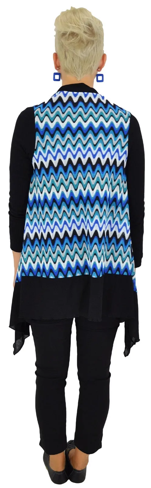 Blue Zig Zag Mesh Cardigan