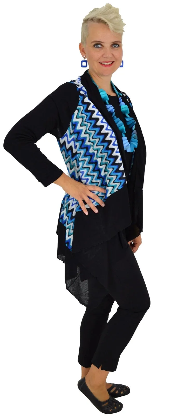 Blue Zig Zag Mesh Cardigan