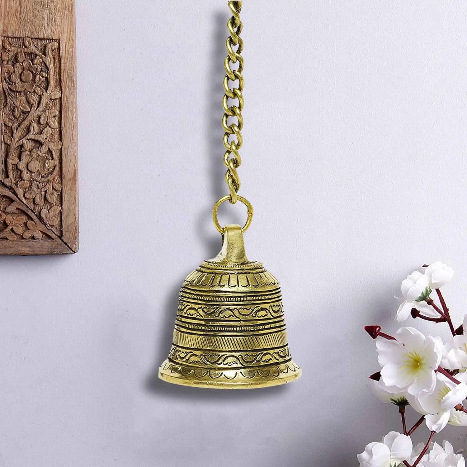 Brass Engraved Temple Bell - 3 in