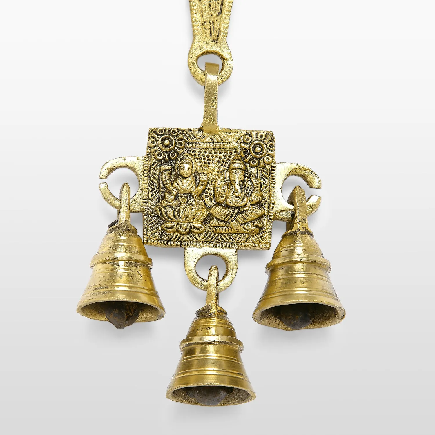 Brass Ganesha and Laxmi Temple Bell 5 in x 7 in