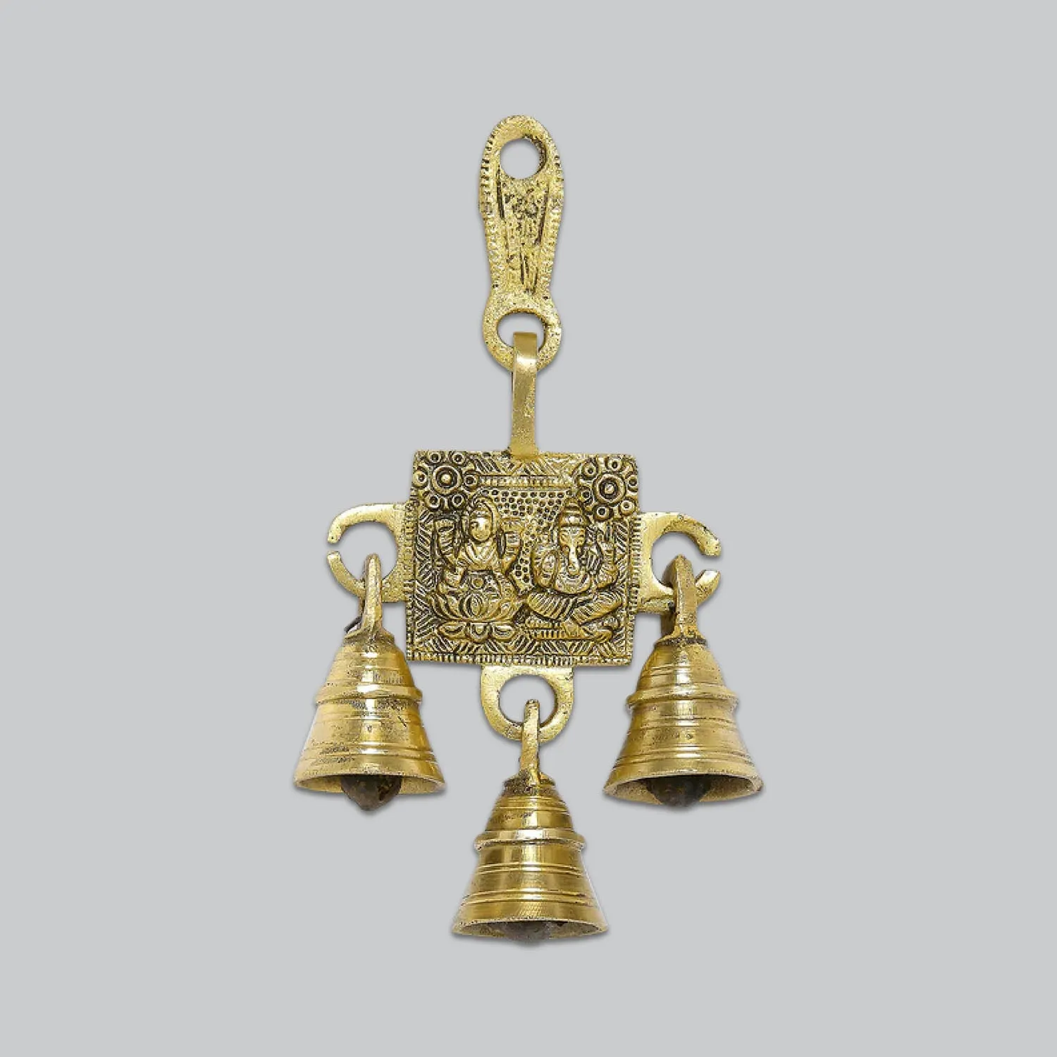 Brass Ganesha and Laxmi Temple Bell 5 in x 7 in