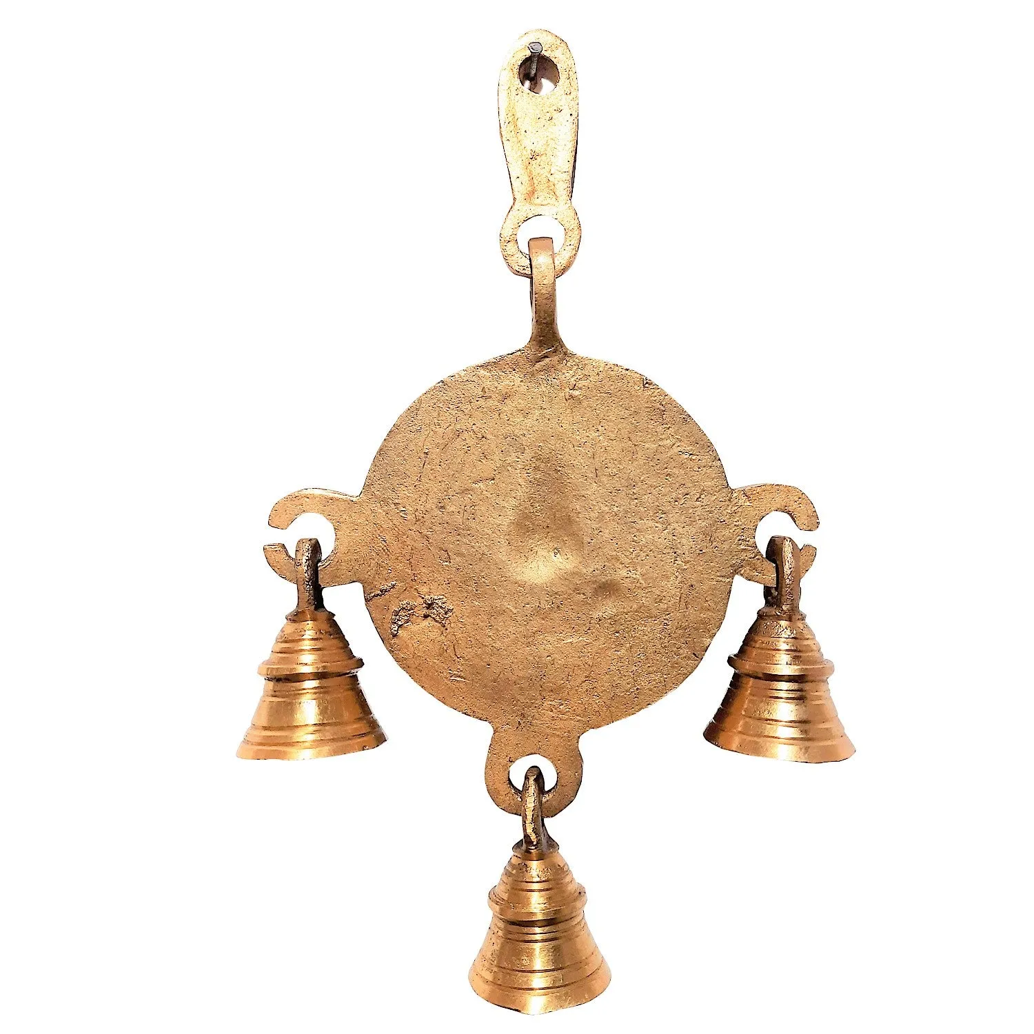 Brass Ganesha Round Temple Bell 8.5 in