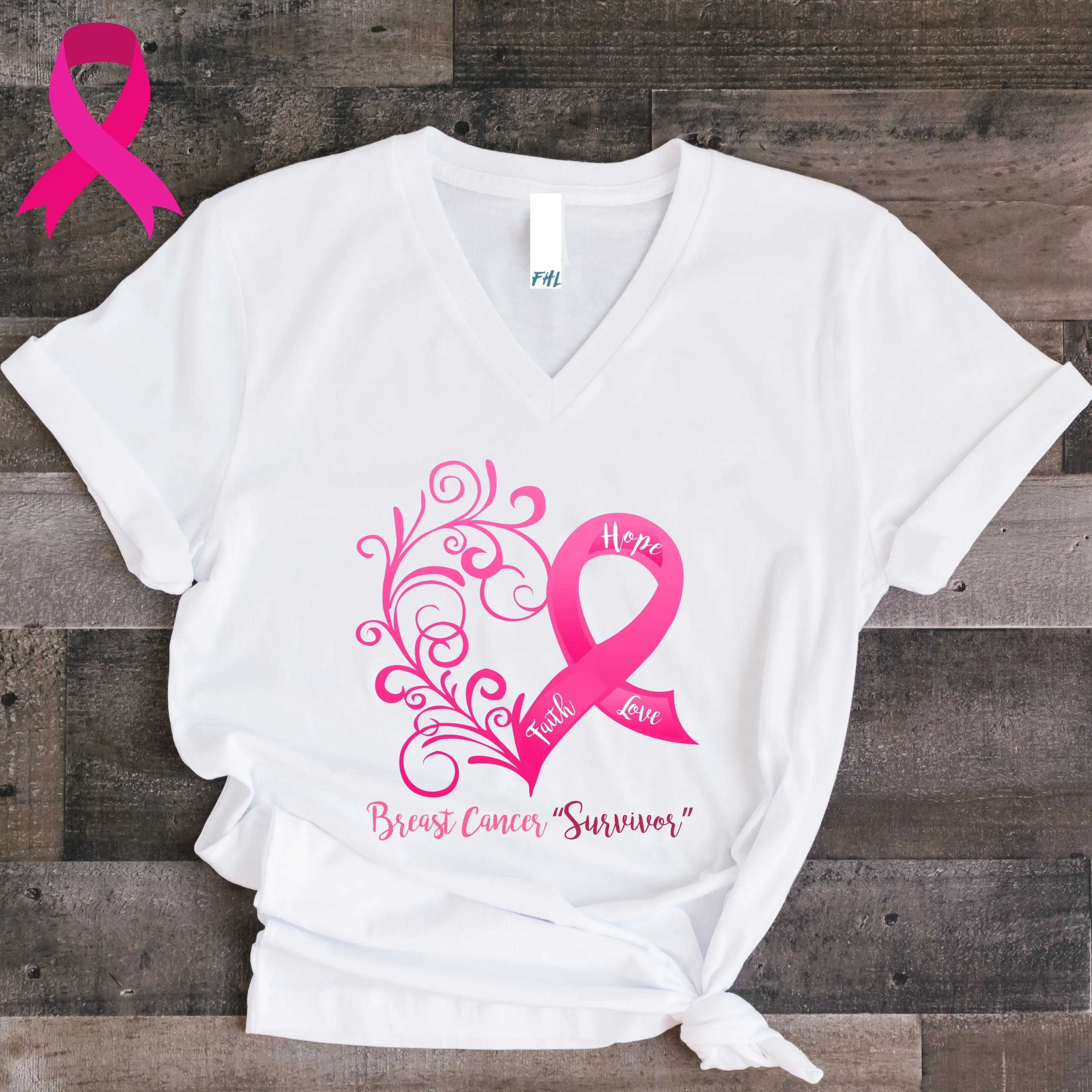 Breast Cancer "Survivor" V-Neck T-Shirt