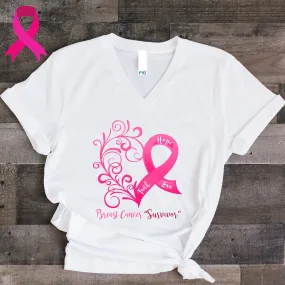 Breast Cancer "Survivor" V-Neck T-Shirt