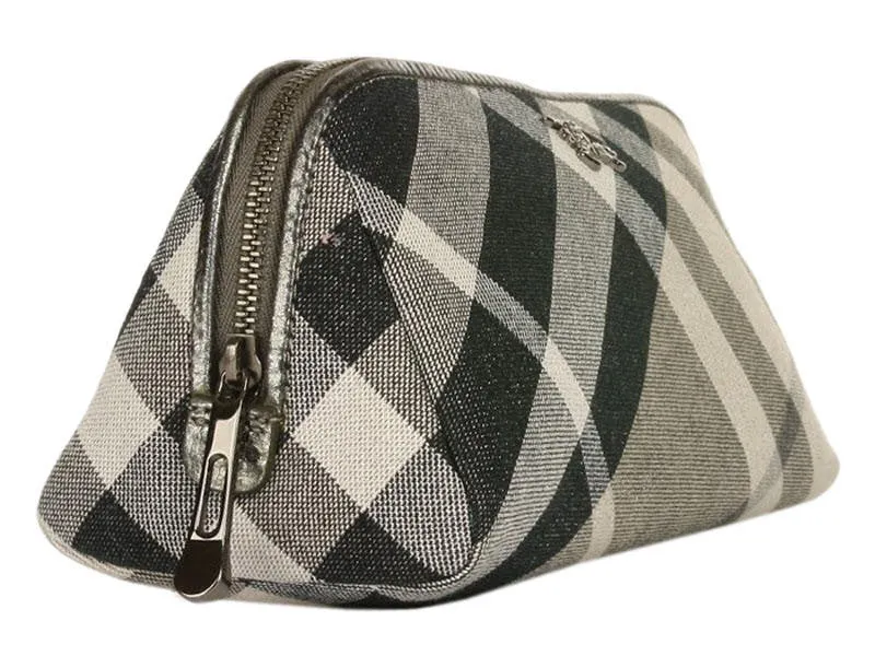 Burberry Black Metallic Check Make-Up Bag