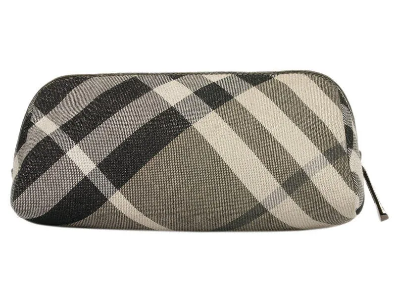 Burberry Black Metallic Check Make-Up Bag