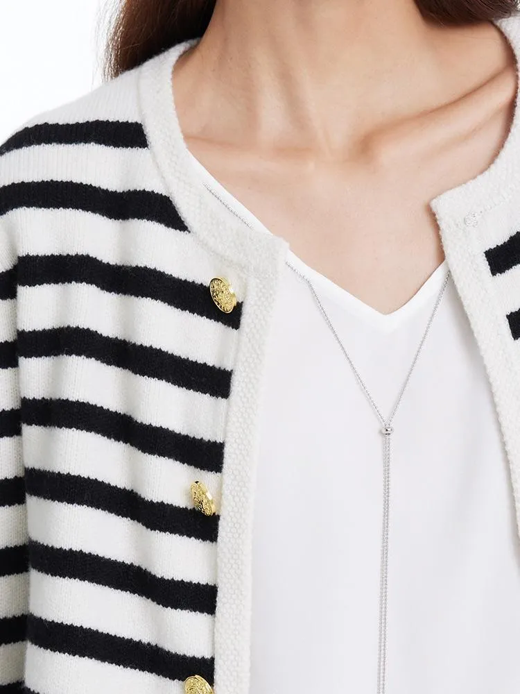 Button Up Wool Striped Cardigan