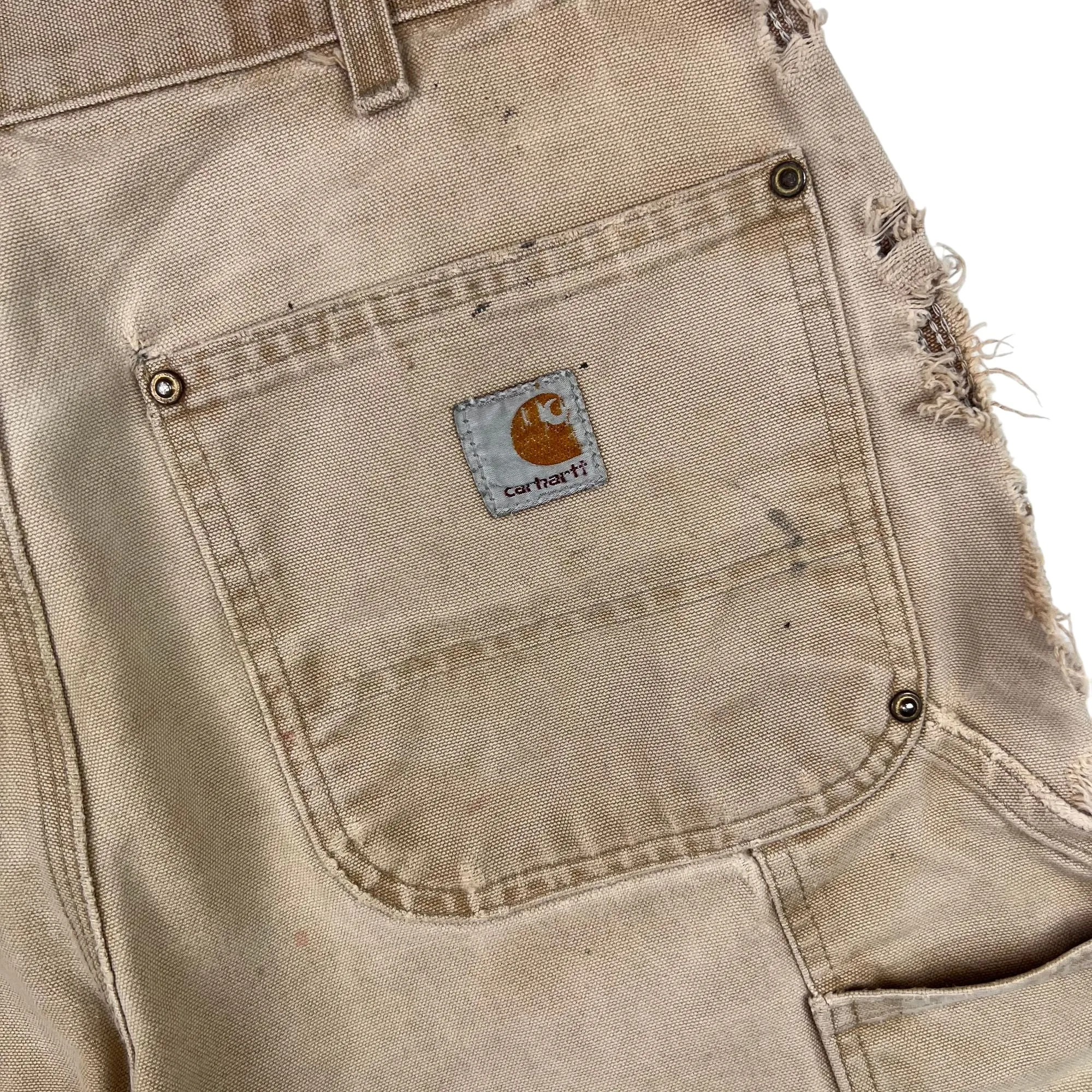 Carhartt Distressed Double Knee Workwear Shorts Beige