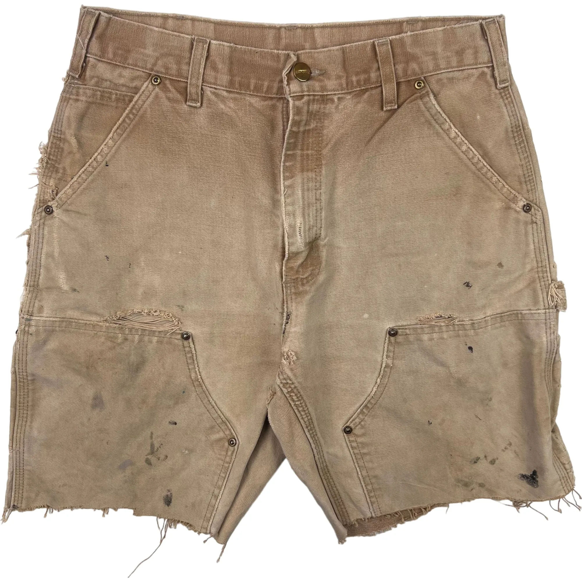 Carhartt Distressed Double Knee Workwear Shorts Beige