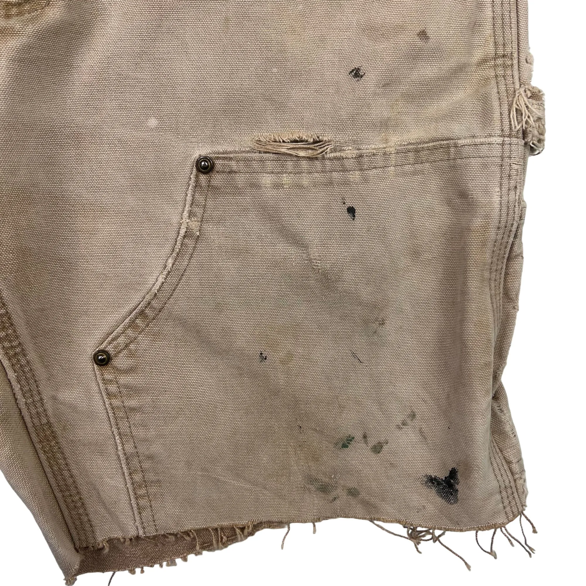 Carhartt Distressed Double Knee Workwear Shorts Beige