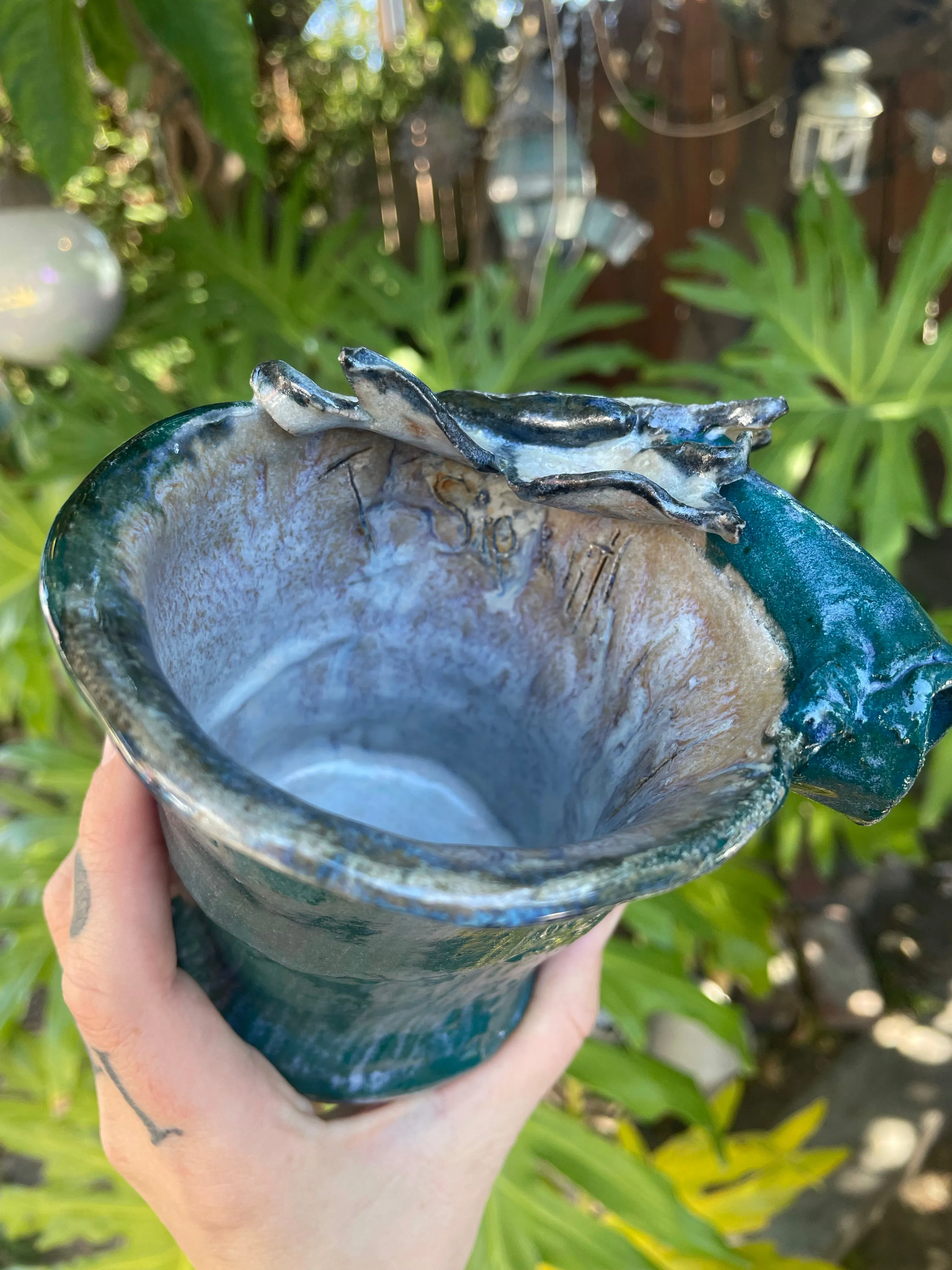 Ceramic Leaf Mug with Butterfly