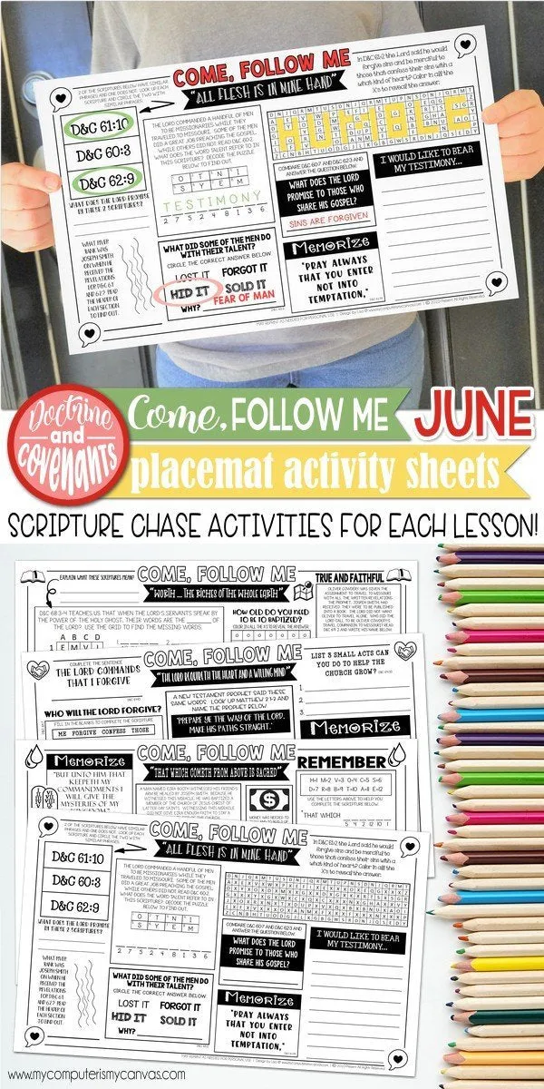 CFM D&C Placemat Activity Sheets {JUNE 2021} PRINTABLE