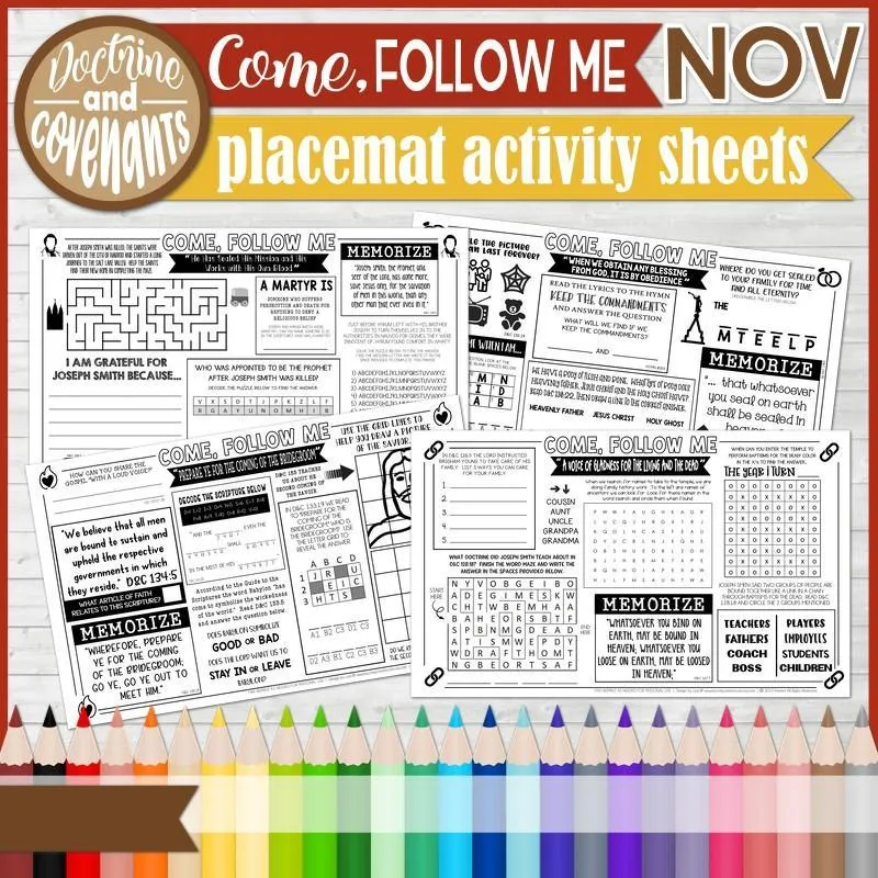 CFM D&C Placemat Activity Sheets {NOV 2021} PRINTABLE