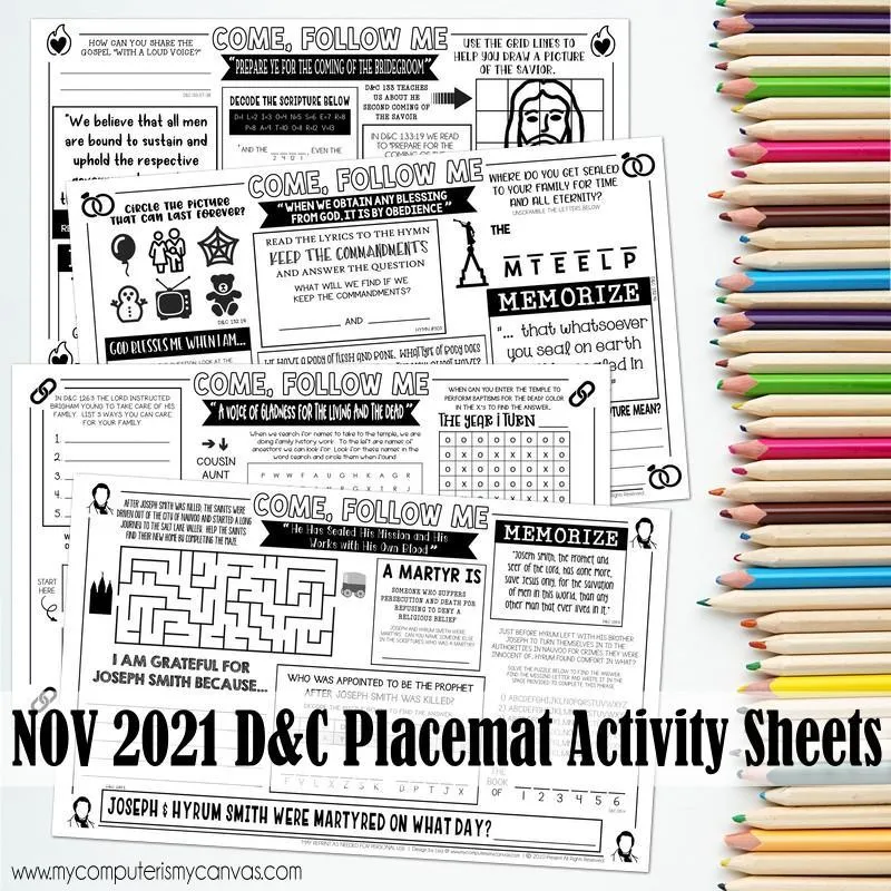 CFM D&C Placemat Activity Sheets {NOV 2021} PRINTABLE