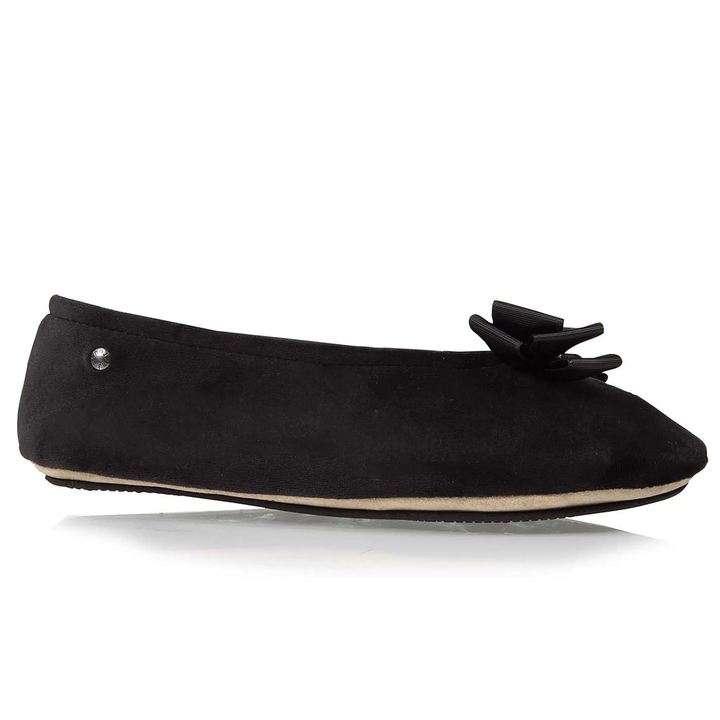 Chaussons ballerines Femme noeud précieux Noir