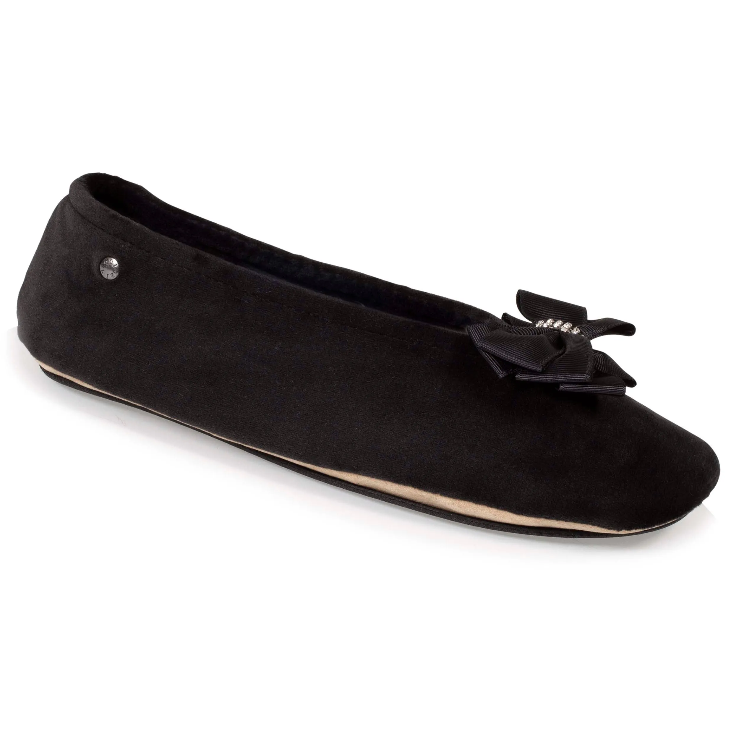 Chaussons ballerines Femme noeud précieux Noir