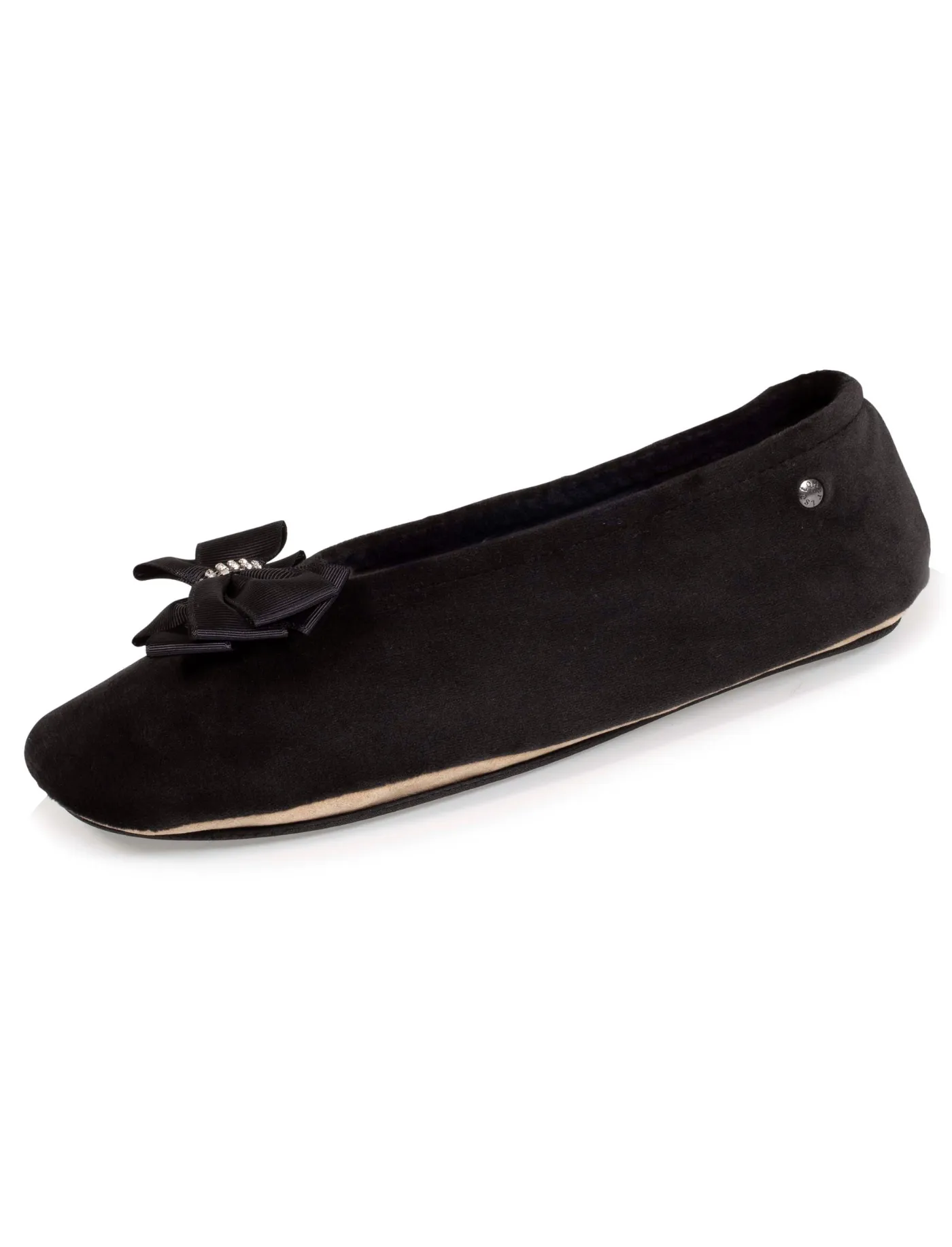 Chaussons ballerines Femme noeud précieux Noir