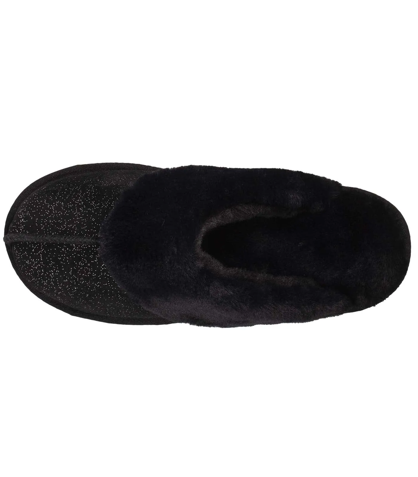 Chaussons mules fourrées Femme Noir Nacré