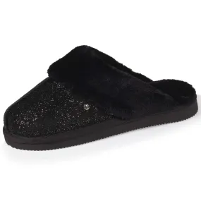 Chaussons mules fourrées Femme Noir Nacré