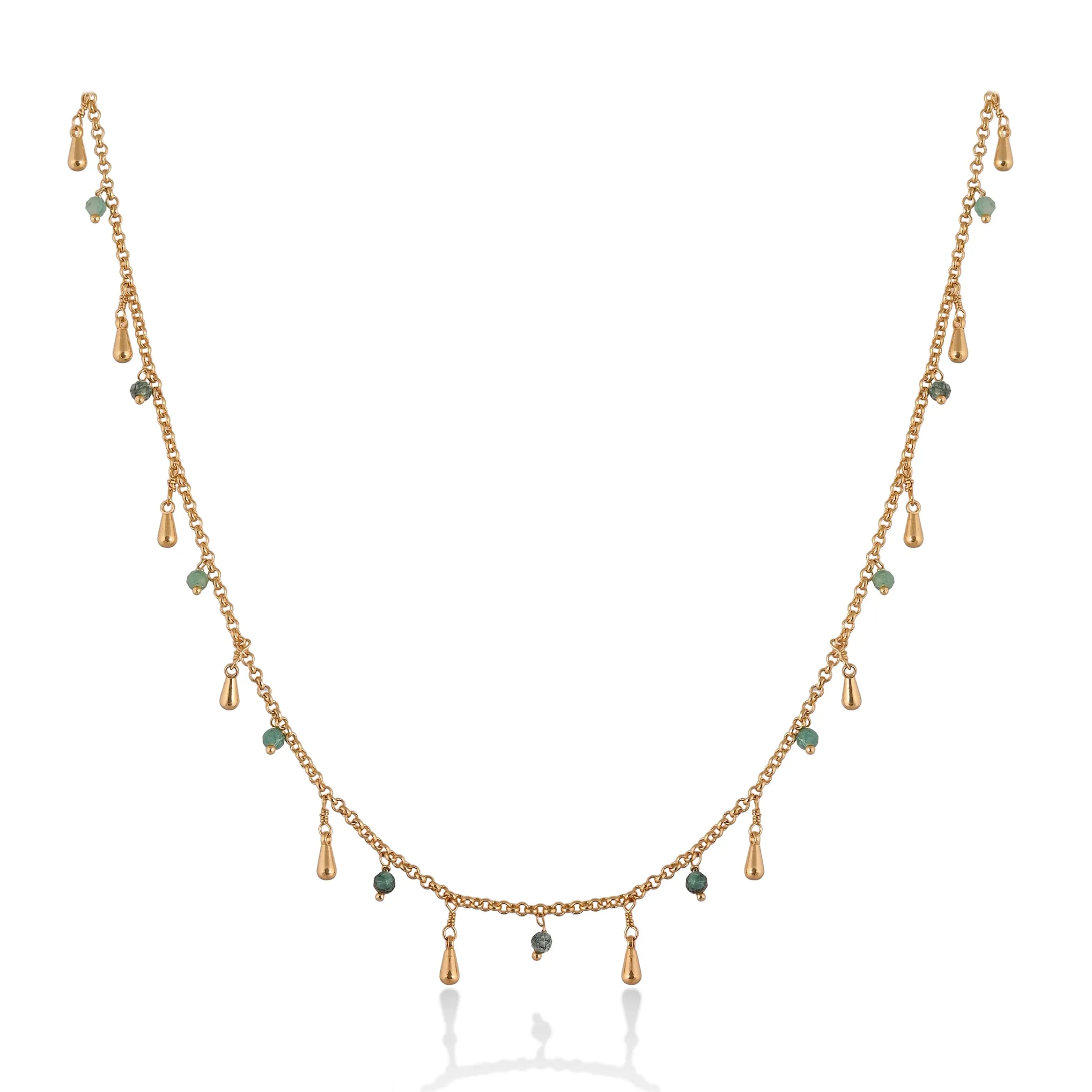 Chrysocolla Stardust Necklace - Gold