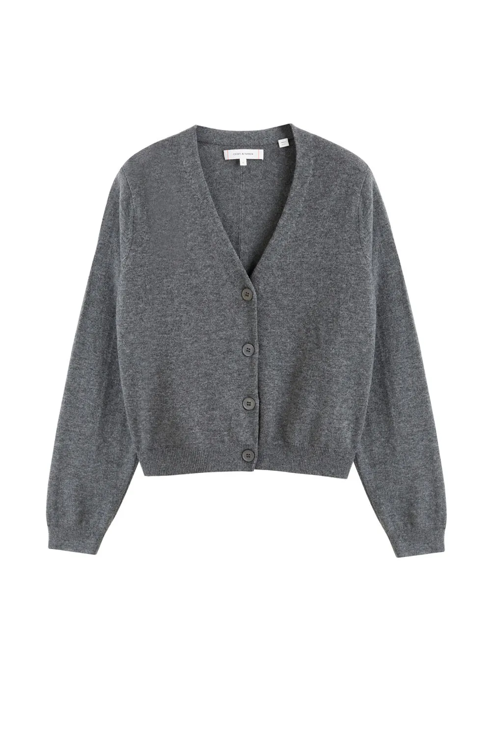 Dark-Grey Wool-Cashmere Cropped Cardigan