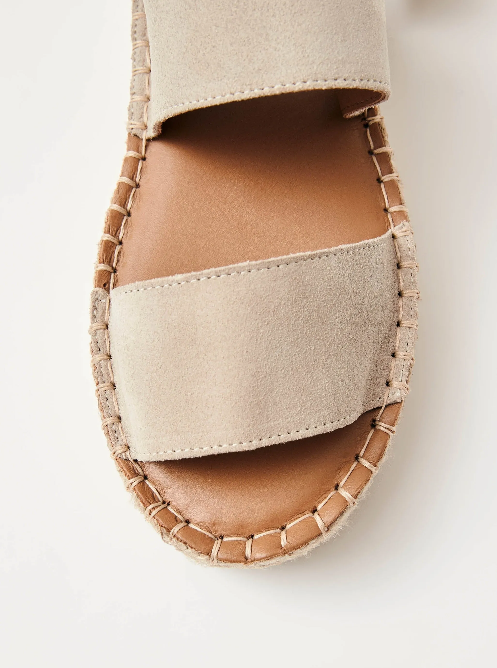 Double Strap Camel Leather Espadrilles