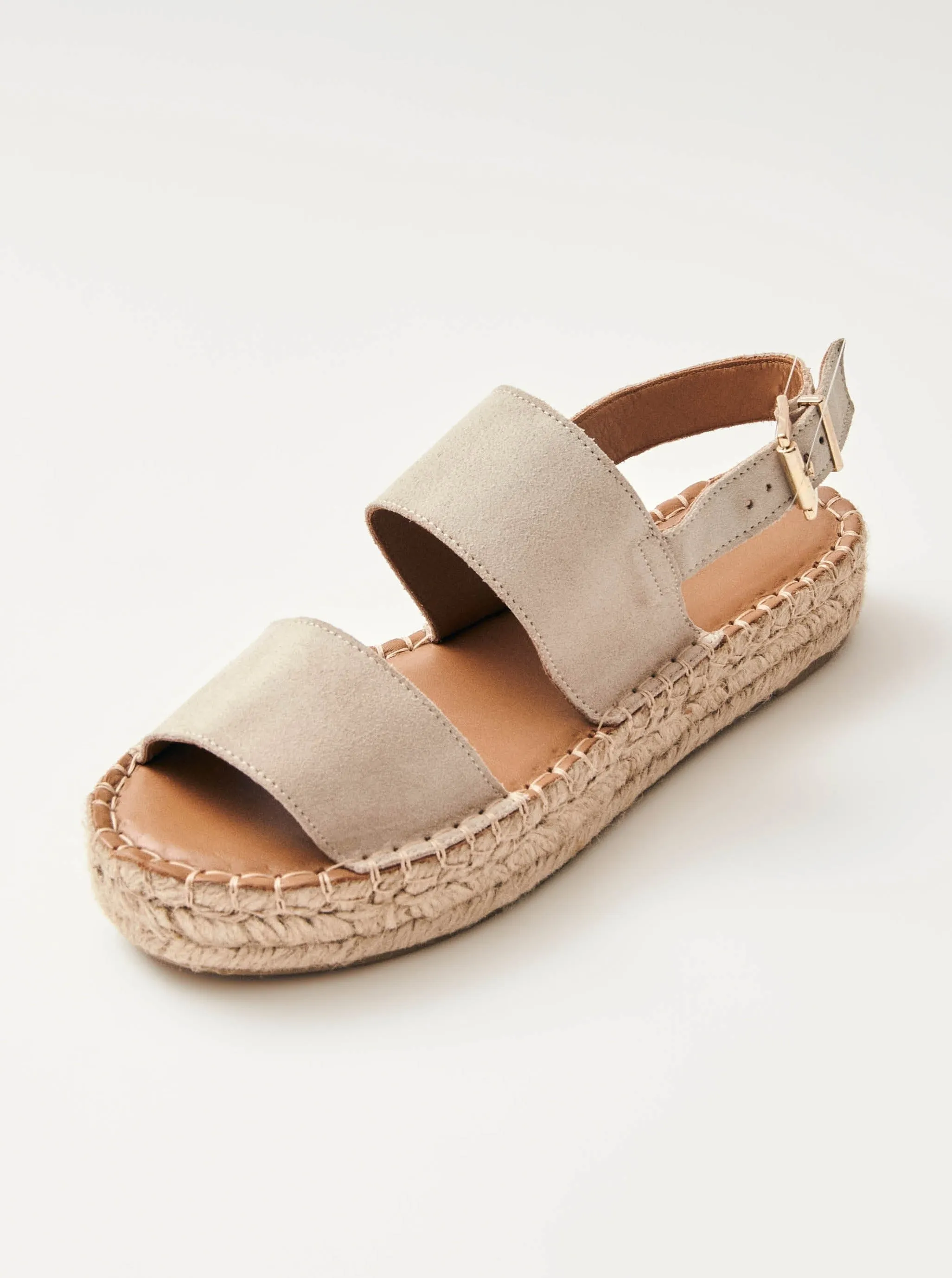 Double Strap Camel Leather Espadrilles