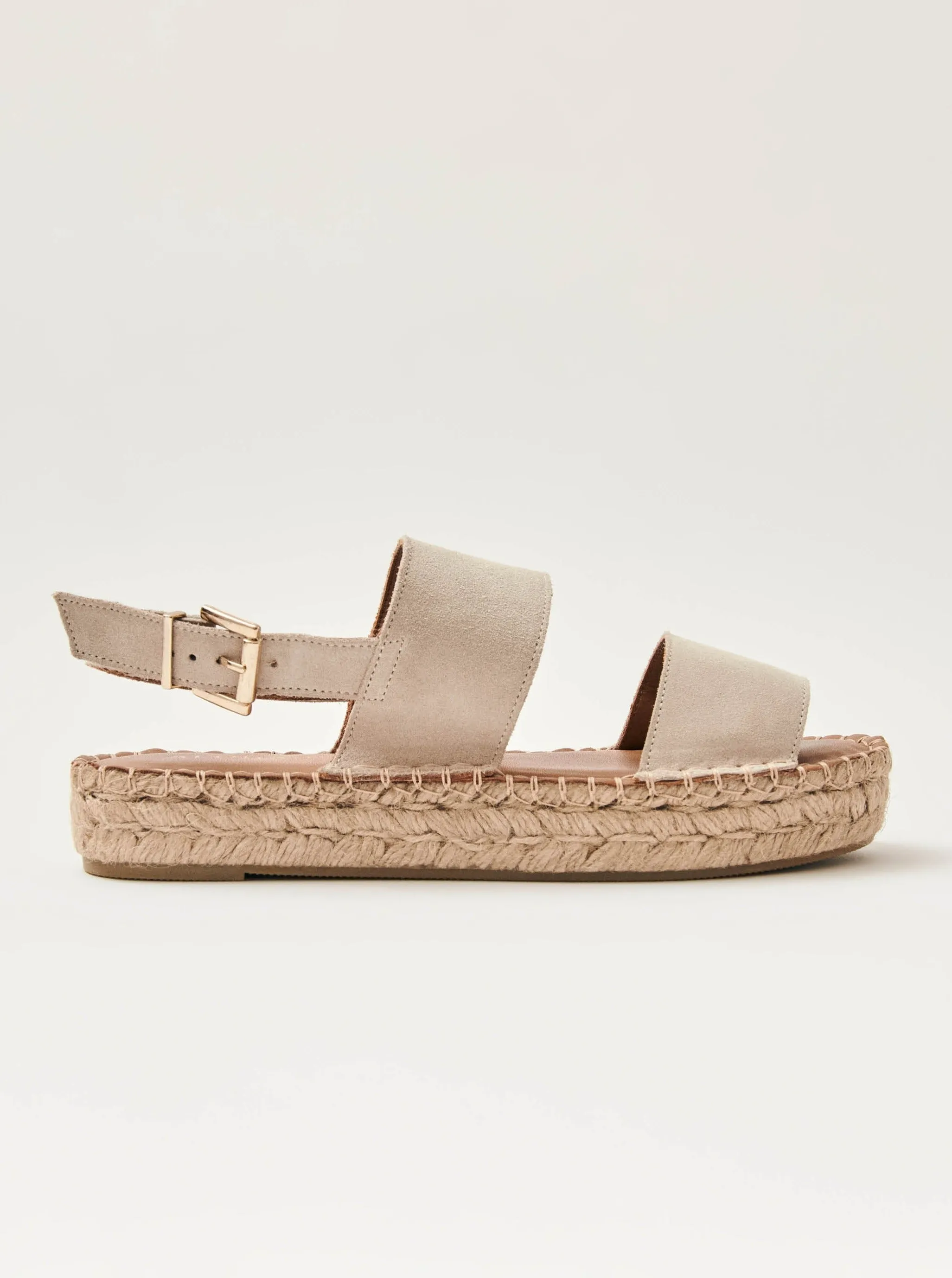 Double Strap Camel Leather Espadrilles