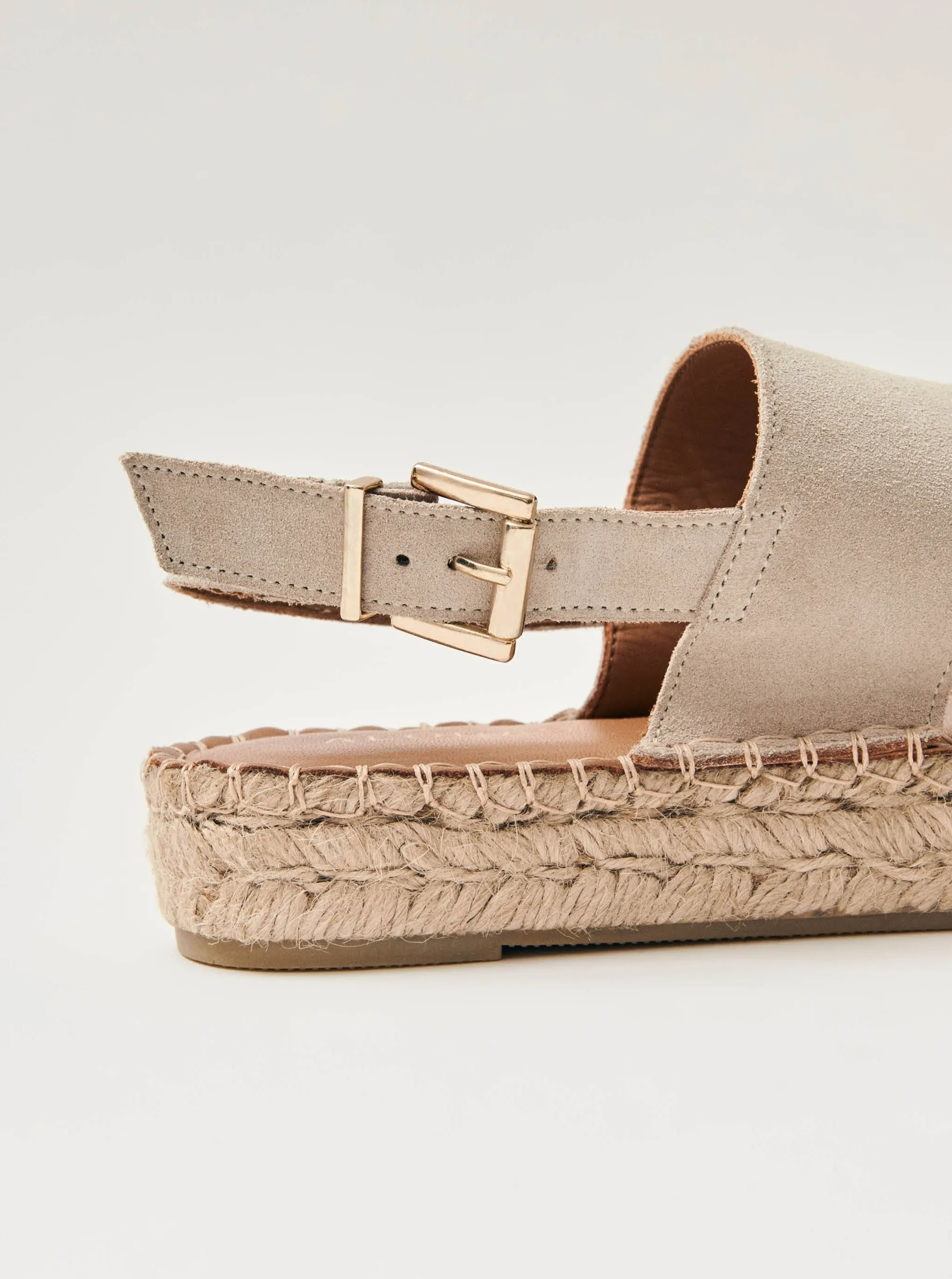 Double Strap Camel Leather Espadrilles