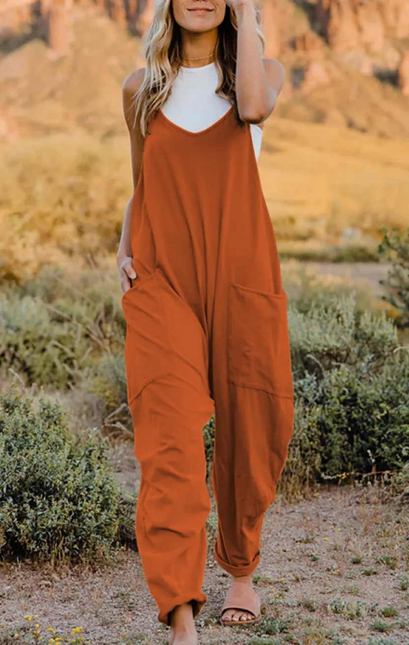 Double Take, Sleeveless V-Neck Pocketed Jumpsuit