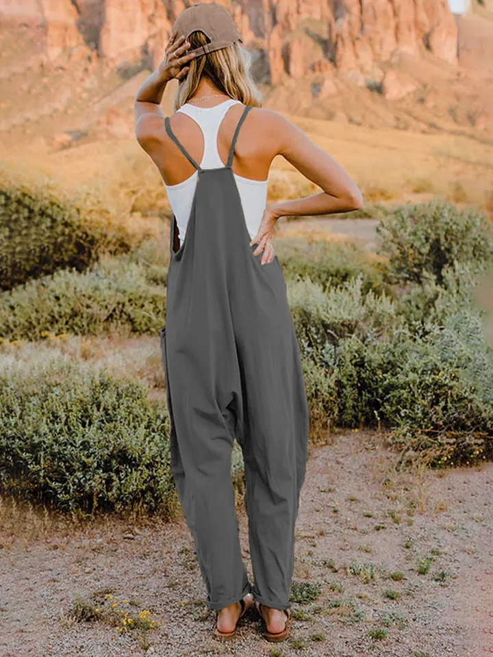 Double Take, Sleeveless V-Neck Pocketed Jumpsuit