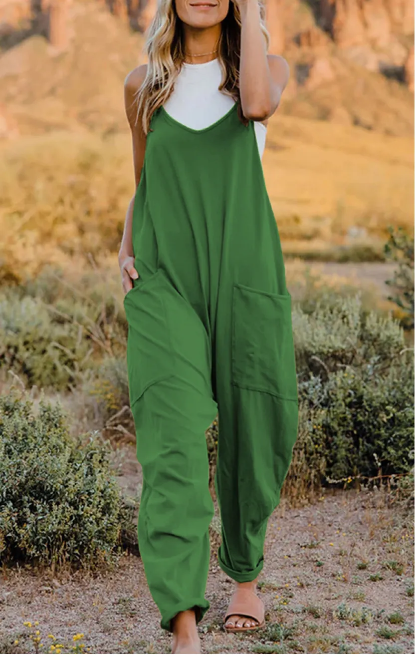 Double Take, Sleeveless V-Neck Pocketed Jumpsuit