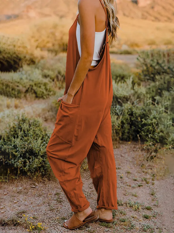 Double Take, Sleeveless V-Neck Pocketed Jumpsuit