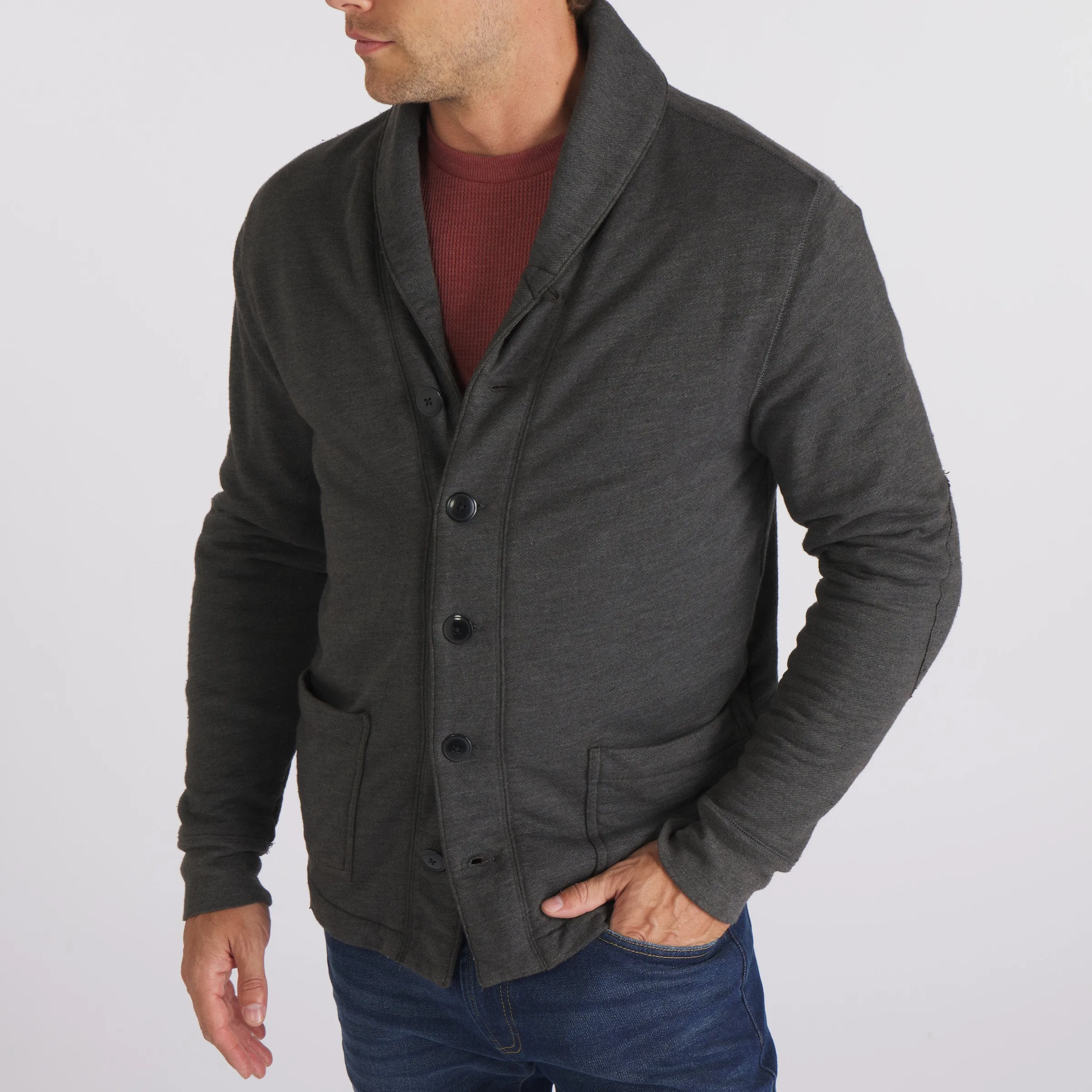 Dunlop Waffle Lined Cardigan - Beluga