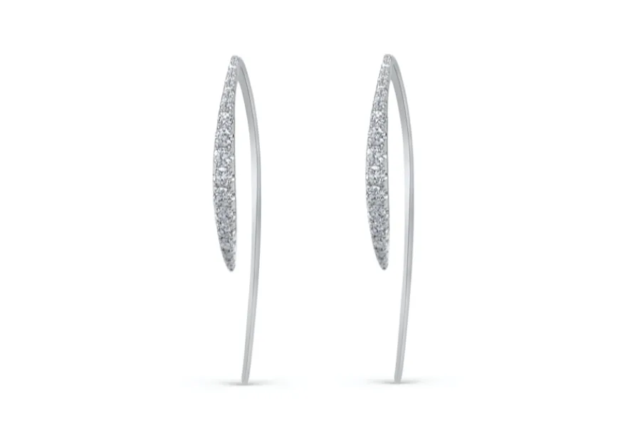 Earrings 18kt Gold Open Hoops with Diamonds