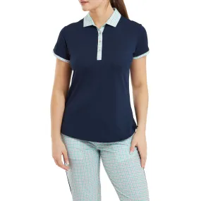 FOOTJOY polo femme gingham trim navy