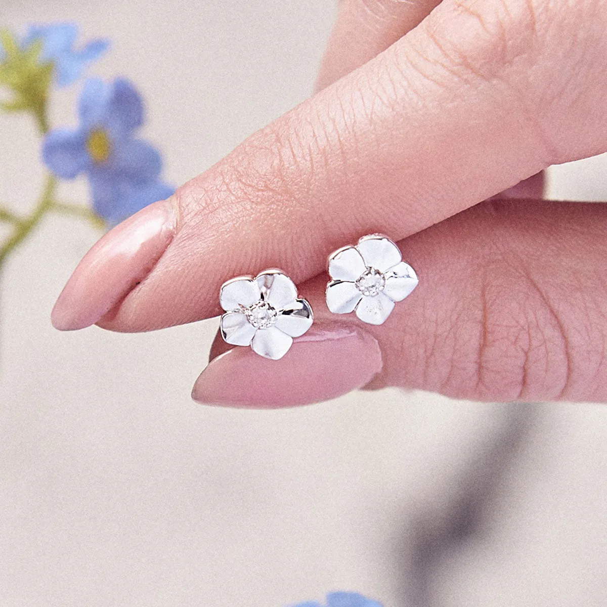 Forget-Me-Not Silver Stud Earrings